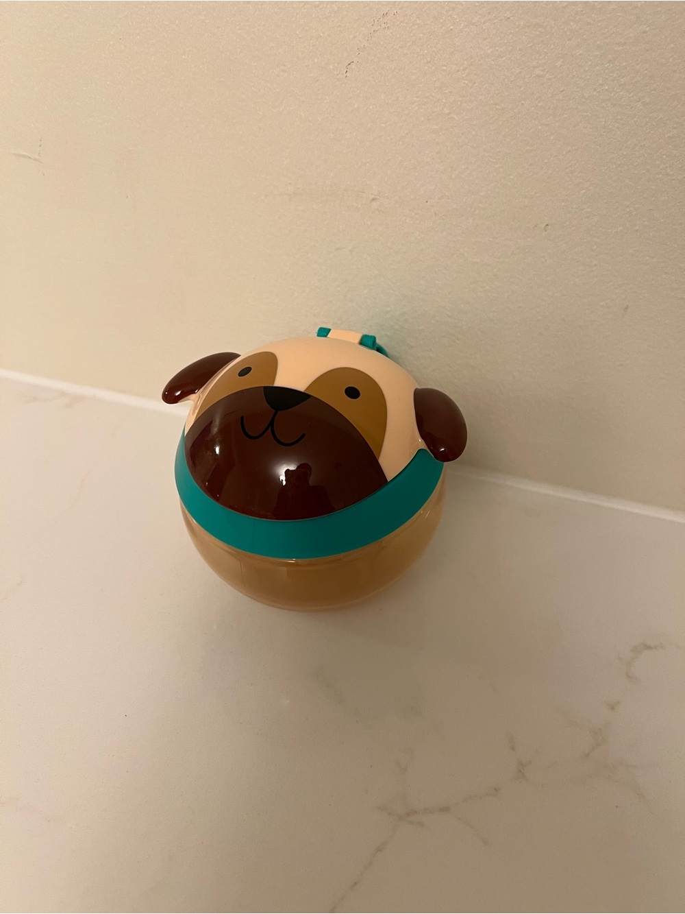 Cute Dog Face Snack Container in Teal and Brown